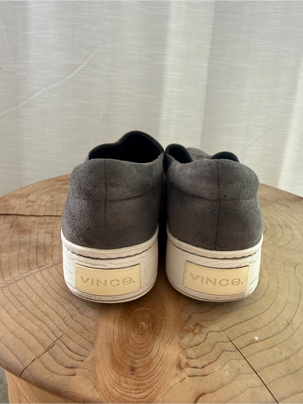 Vince Warren Suede Platform Skate Sneakers Taupe Gray Slip-On Shoes | Size 6.5 - Picture 8 of 10